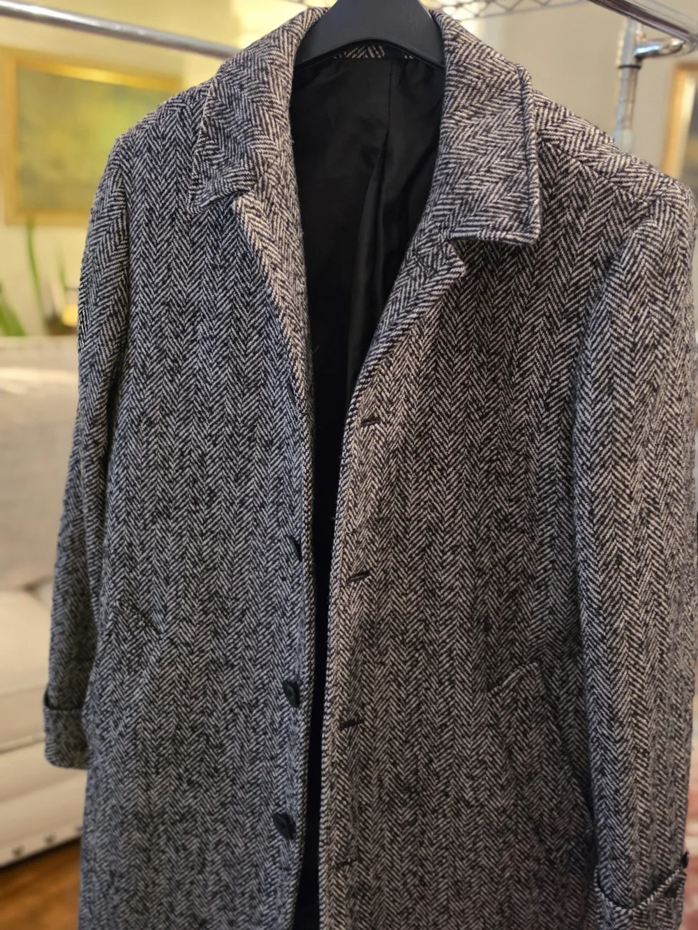 J. Crew Men's Herringbone Pea Coat - Black & Gray
